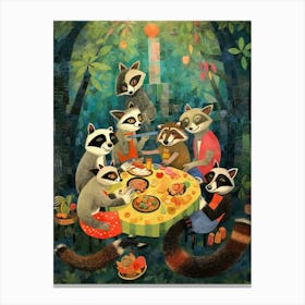 Raccoon Family Picnic Matisse 3 Canvas Print