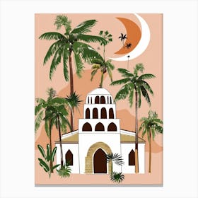 Islamic Mosque With Palm Trees Canvas Print