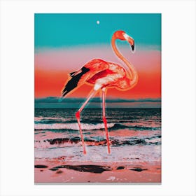 A Collage Flamingo Surrealist Canvas Print