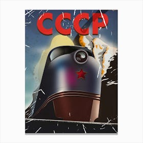 CCCP Soviet Locomotive Poster Canvas Print
