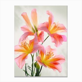 Lilies Flowers Acrylic Painting In Pastel Colours 5 Canvas Print
