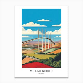 Millau Bridge, France, Colourful 1 Travel Poster Canvas Print