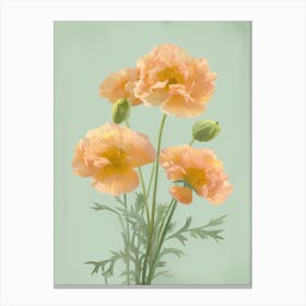 Marigold Flowers Acrylic Painting In Pastel Colours 12 Canvas Print