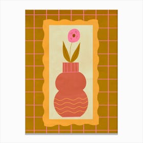 Vase with Pink Flower Canvas Print