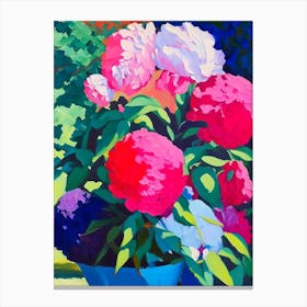 Container Of Peonies In Garden Colourful 1 Painting Canvas Print