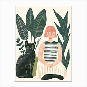 Girl With Cat 7 Canvas Print