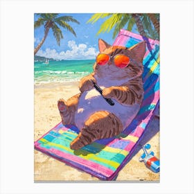 Cat On The Beach 3 Canvas Print