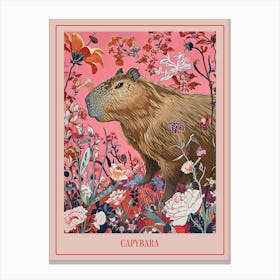 Floral Animal Painting Capybara 3 Poster Canvas Print