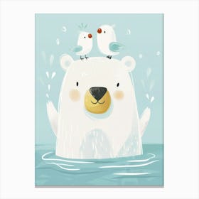 Polar Bear And Birds Canvas Print