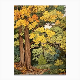 Hickory 2 Vintage Autumn Tree Print  Canvas Print