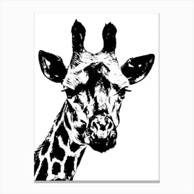 Giraffe in Black and White Canvas Print