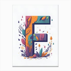 Colorful Letter F Illustration 77 Canvas Print