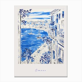 Cannes France 3 Mediterranean Blue Drawing Poster Canvas Print