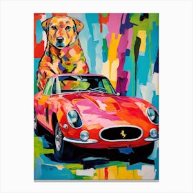 Ferrari 250 Gto Vintage Car With A Dog, Matisse Style Painting Canvas Print