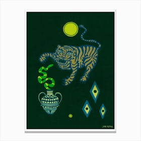 Dark Tiger And Snake Canvas Print