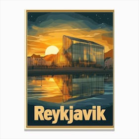 Aihrgdesign A Mid Century Modern Travel Poster For Reykjavik 1 Canvas Print