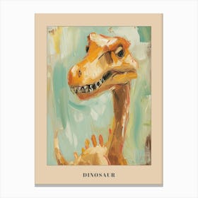 Mustard & Teal Dinosaur Painting Poster Canvas Print