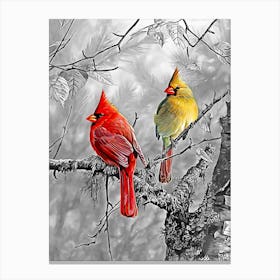 Cardinals In The Snow By Daniel Canvas Print