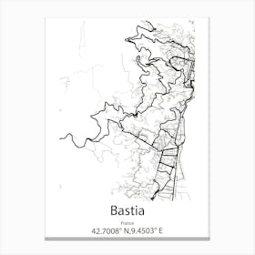 Bastia,France Minimalist Map Canvas Print