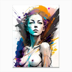 Ethereal Resonance: Abstract Portrait Of A Nude Woman Canvas Print