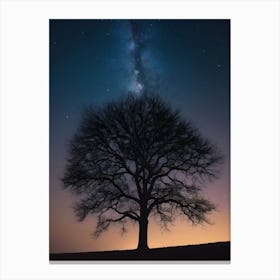 Lone Tree At Night 2 Canvas Print