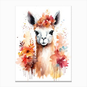 A Llama Watercolour In Autumn Colours 1 Canvas Print