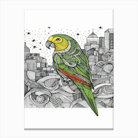 Pixel Parrot In The City Canvas Print