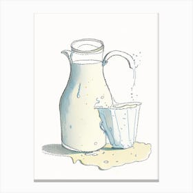 Acidified Buttermilk Dairy Food Pencil Illustration Canvas Print