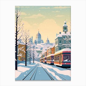 Retro Winter Illustration St Petersburg Russia 2 Canvas Print