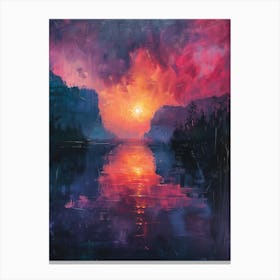 Sunset At The Lake Canvas Print