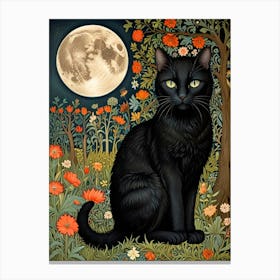 William Morris Black Cat In The Moonlight 7 Canvas Print