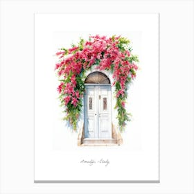 Amalfi, Italy   Mediterranean Doors Watercolour Painting 2 Poster Canvas Print