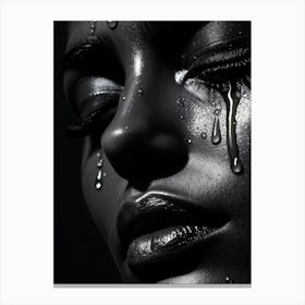 Close Up Of A Single Tear Sleekly Glistening On The Cheek Sweet Emotion Etched Into Its Splendidly Canvas Print