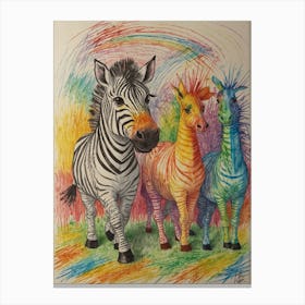 Rainbow Zebras 10 Canvas Print