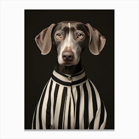 Dog In Striped Shirt Canvas Print