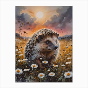 Sunlit Hedgehog Haven: Hedgehog In The Meadow Canvas Print