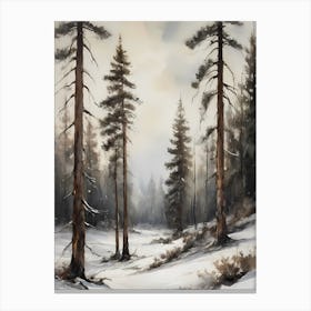 Winter Pine Forest Christmas Painting (17) Canvas Print