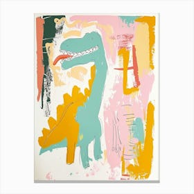 Pastel Dinosaur In The House Painting Canvas Print