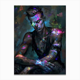 Man With Neon Lights Canvas Print