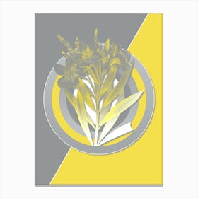 Vintage Oleander Botanical Geometric Art in Yellow and Gray n.309 Canvas Print