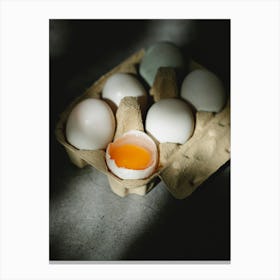 White Eggs In A Carton Canvas Print