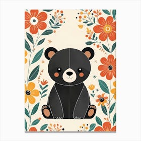 Floral Cute Baby Bear Nursery (19) Canvas Print