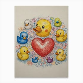 Ducks With Hearts 1 Canvas Print