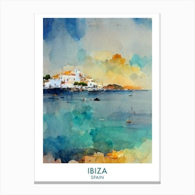 Ibiza Spain Watercolour Travel Canvas Print