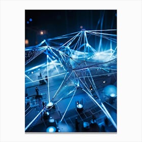 A Geometric Structure Sprawled Across A Global Scale Its Interconnected Nodes Pulsating With Data T (2) Canvas Print