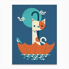 Cat In An Umbrella Canvas Print