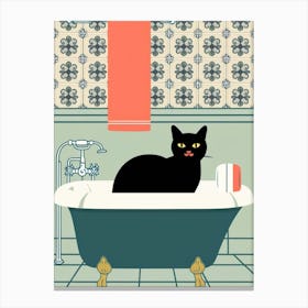 Black Cat In Bathtub 3 Canvas Print