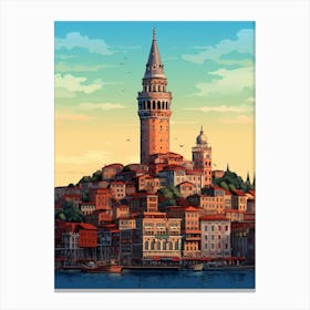 Galata Tower Pixel Art 7 Canvas Print