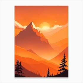 Misty Mountains Vertical Composition In Orange Tone 307 Canvas Print