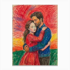 Man And A Woman Hugging Canvas Print